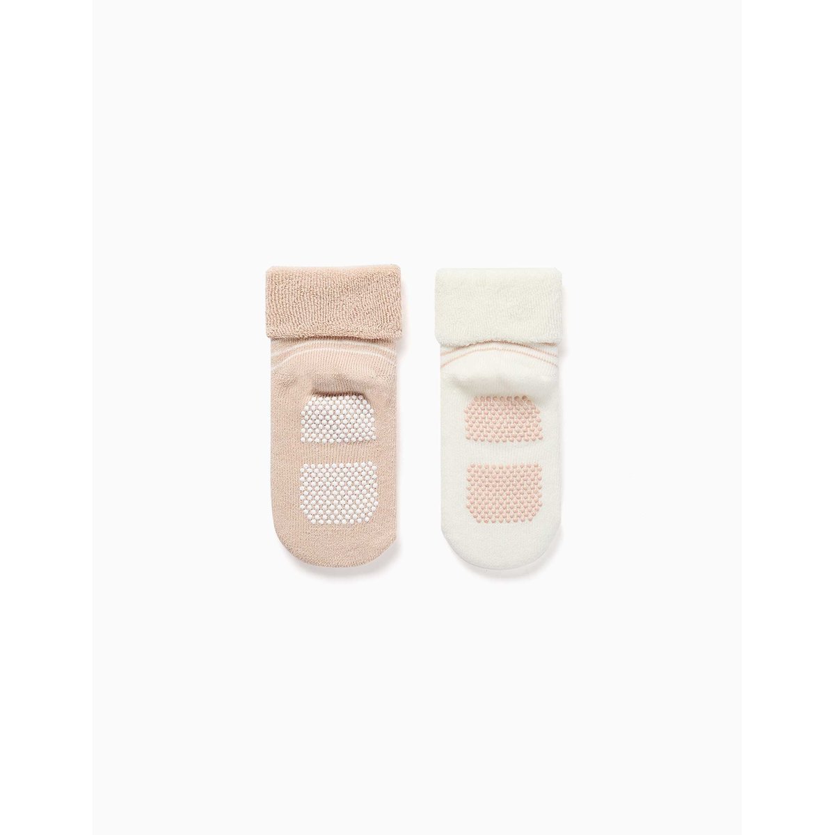 Lot de 2 chaussettes en éponge antidérapantes à rayures multicolore, ZIPPY