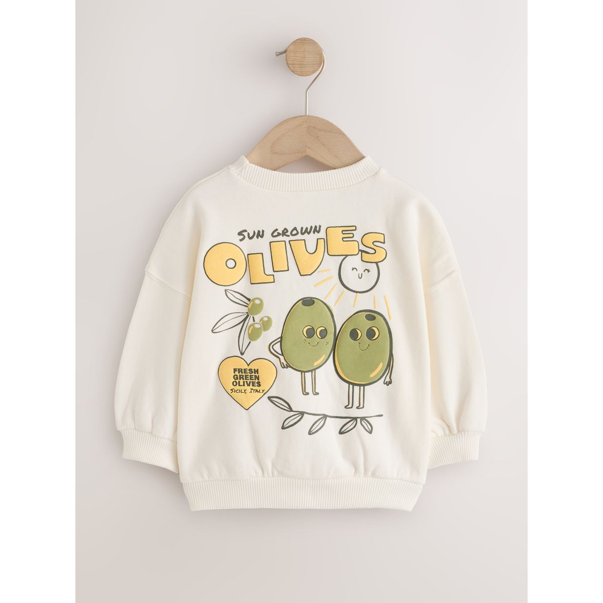 Sweatshirt de cou d'équipage crème d'olives, NEXT