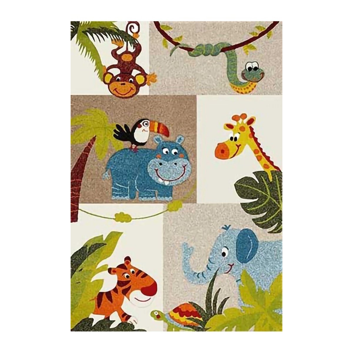 Tapis chambre enfant Jungle multicolore, EDEN