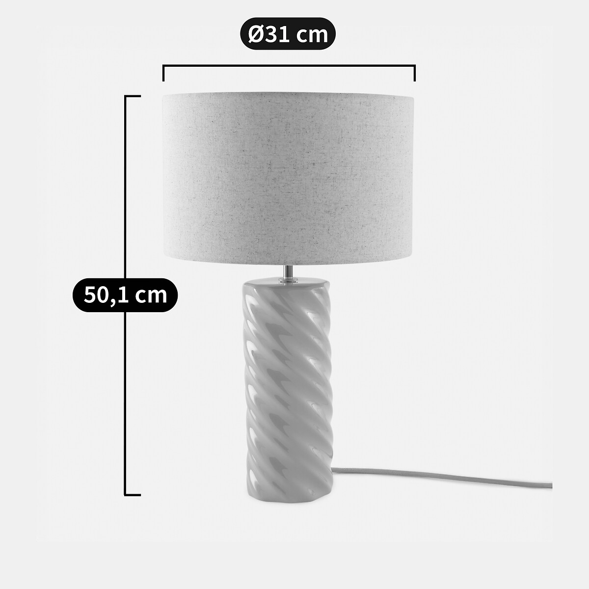 Lampe à poser céramique et lin, Dehen vieux rose, LA REDOUTE INTERIEURS