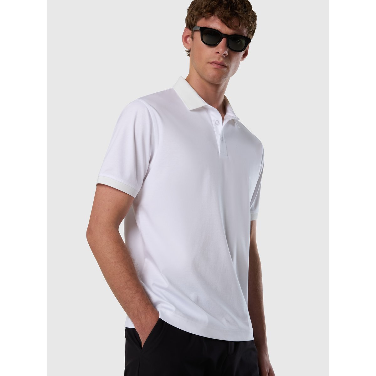 Polo en maillot modal blanc, NORTH SAILS