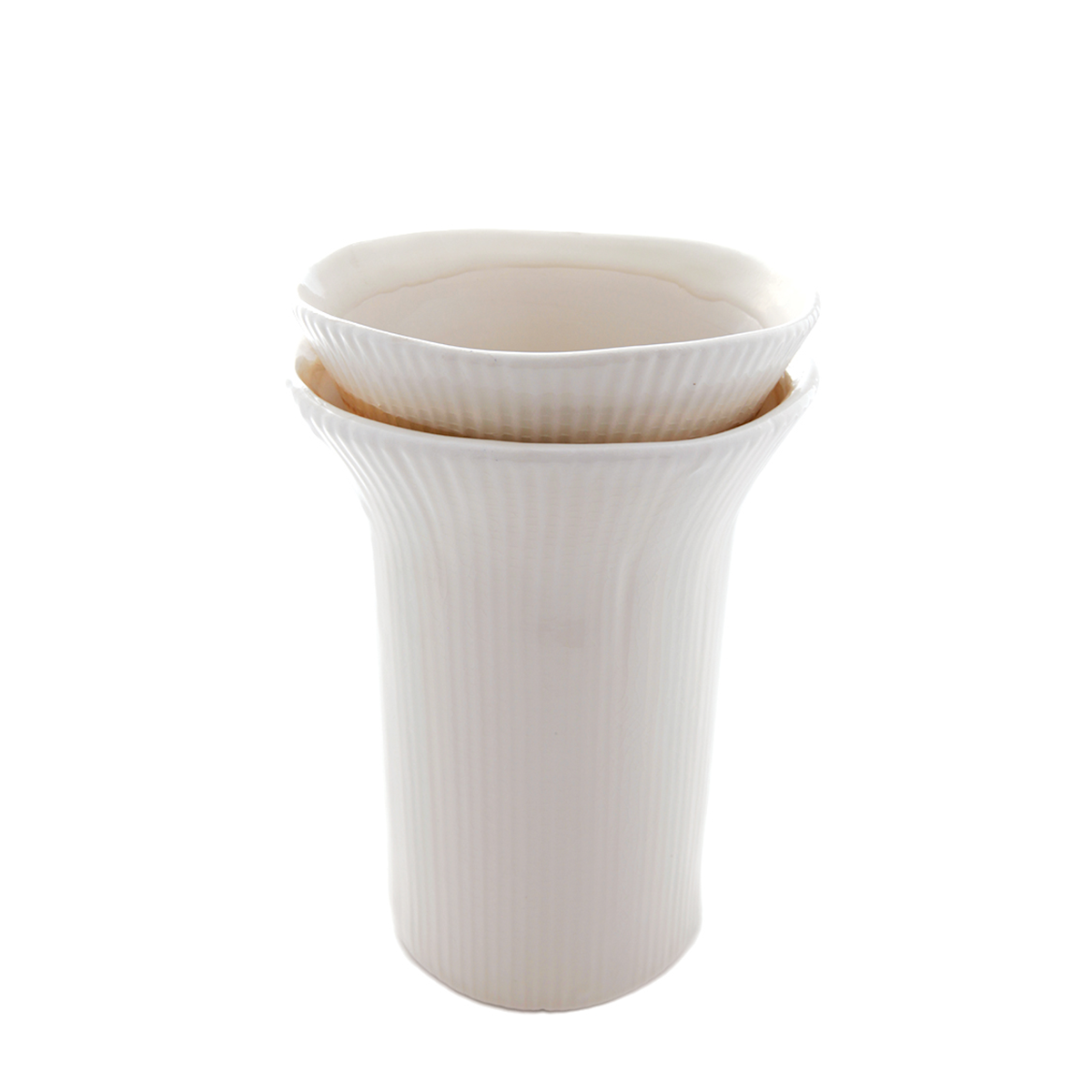 Vase décoratif en grès H22 GROW blanc, SIA DECO