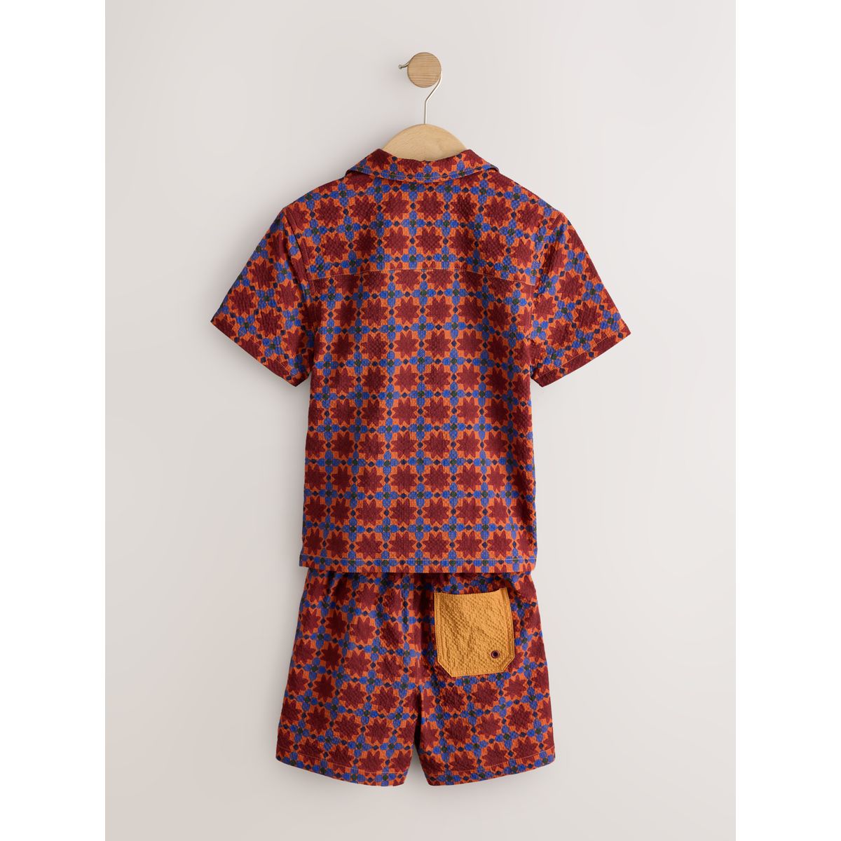 Ensemble short de bain et chemise rouge rouille, NEXT