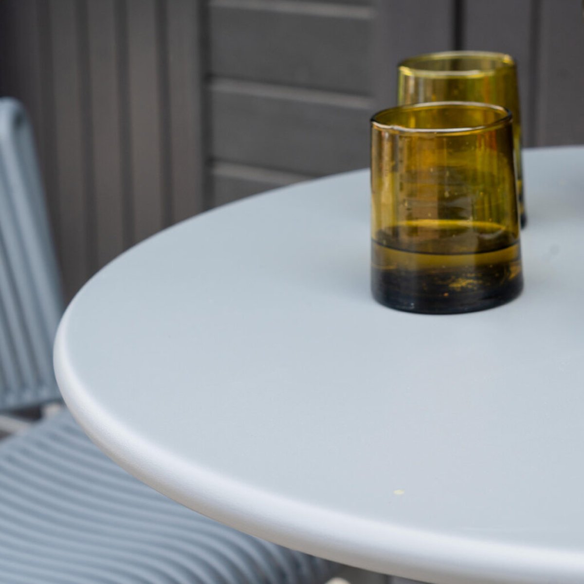 Table haute ronde de jardin en acier Gris ANDREA gris anthracite, WILSA GARDEN