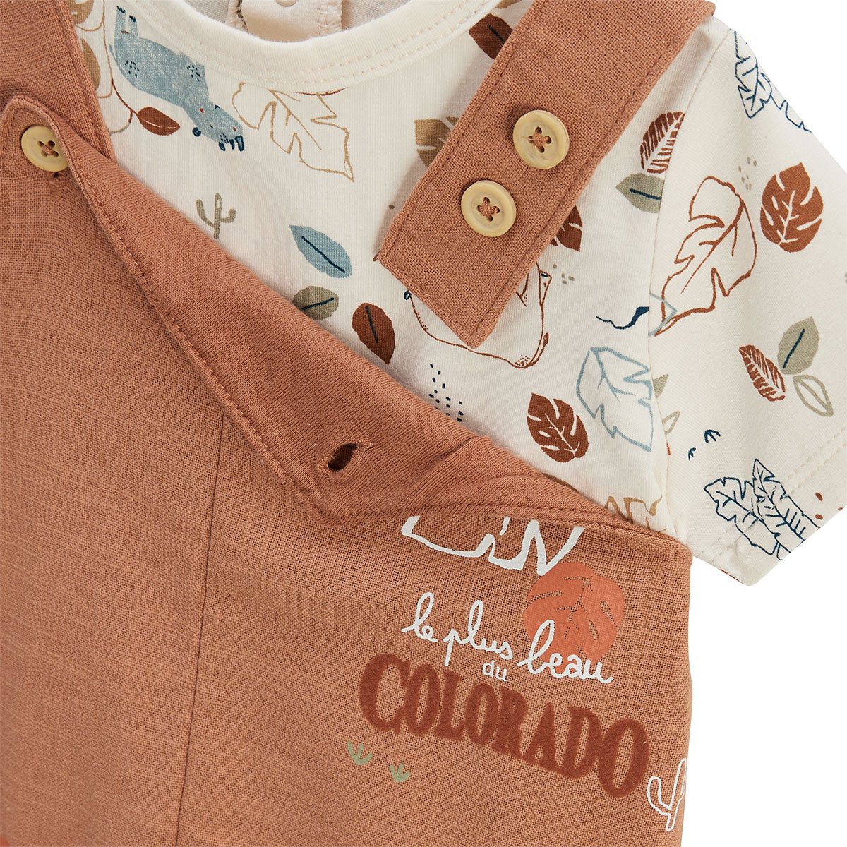 Ensemble salopette bébé et t-shirt Kansas City camel, PETIT BEGUIN