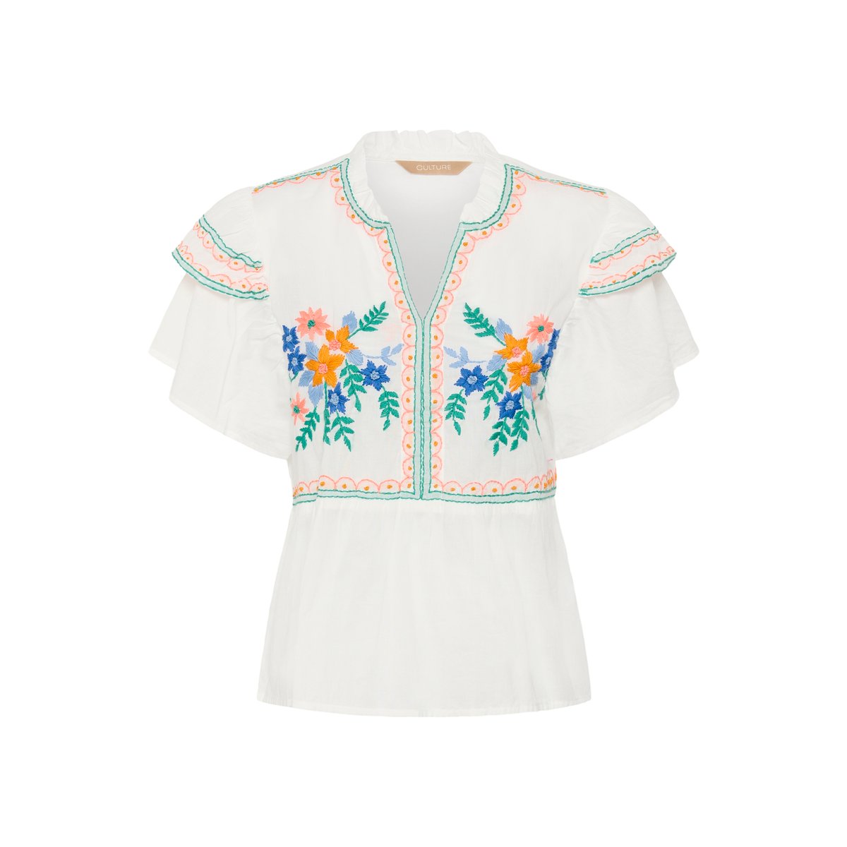 Blouse à manches courtes blanc spring gardenia, CULTURE