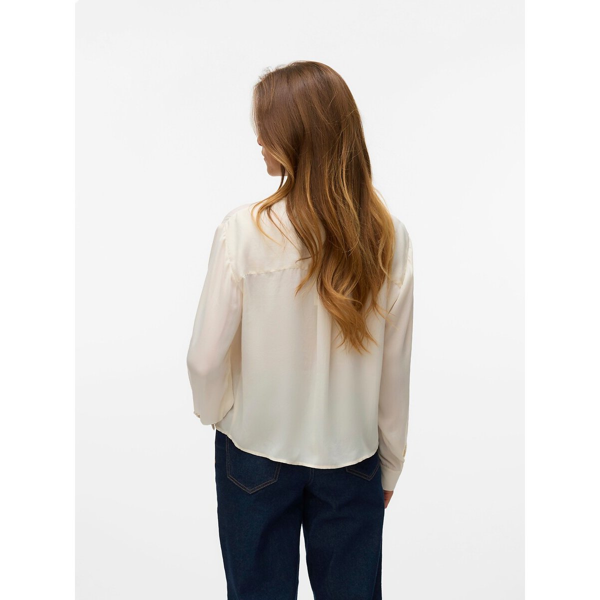 Vloeiend shirt met 2 opgestikte zakken beige   , VERO MODA