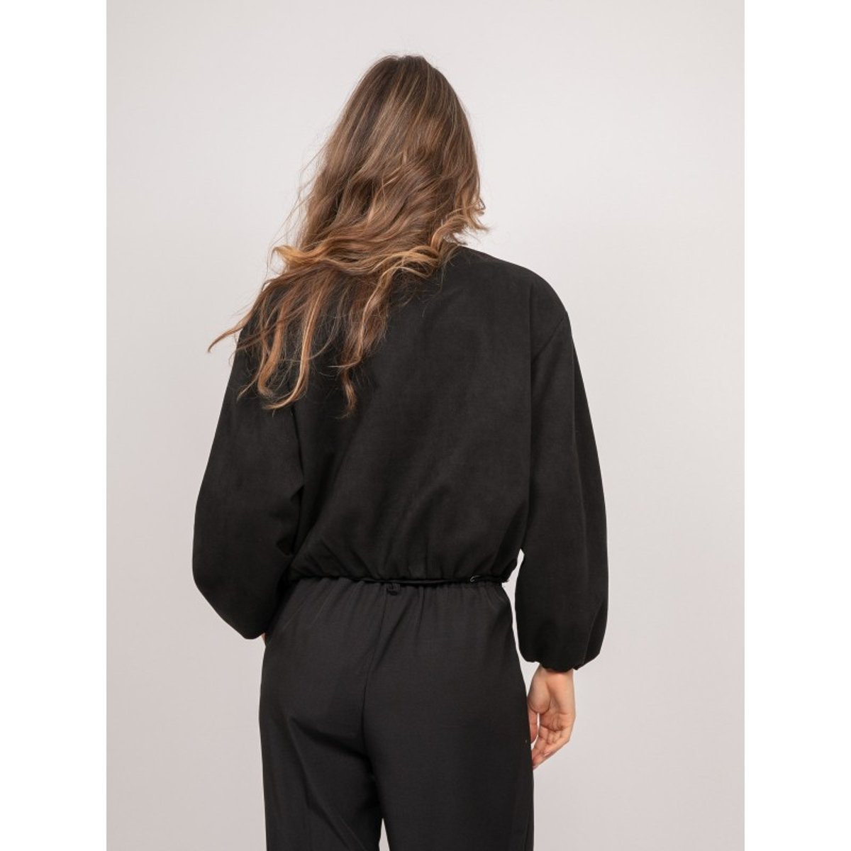 Blouson Bomber Suédine Taille élastiquée Usha noir, DONA LISA