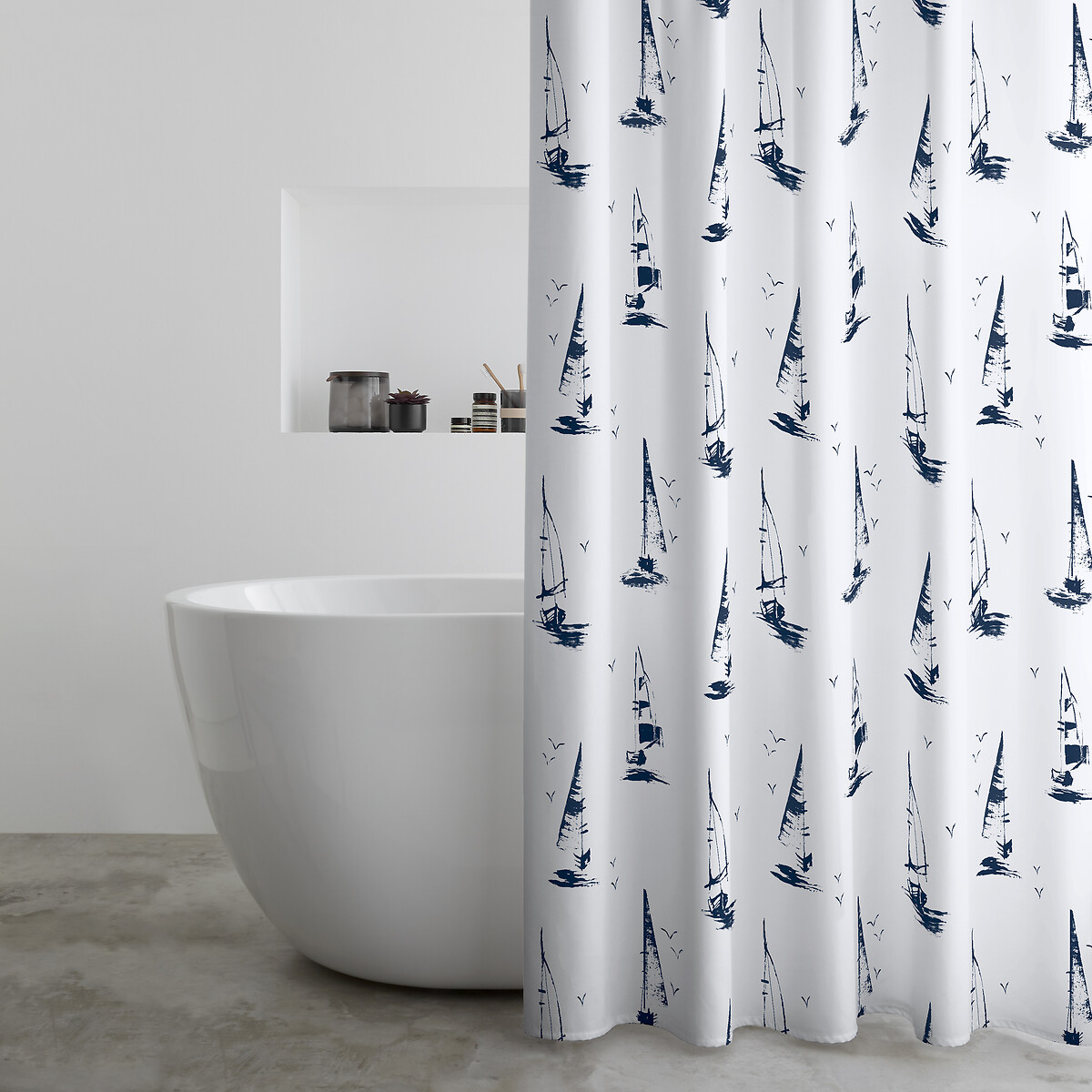 Salcombe Boats Shower Curtain Panel white, CATHERINE LANSFIELD