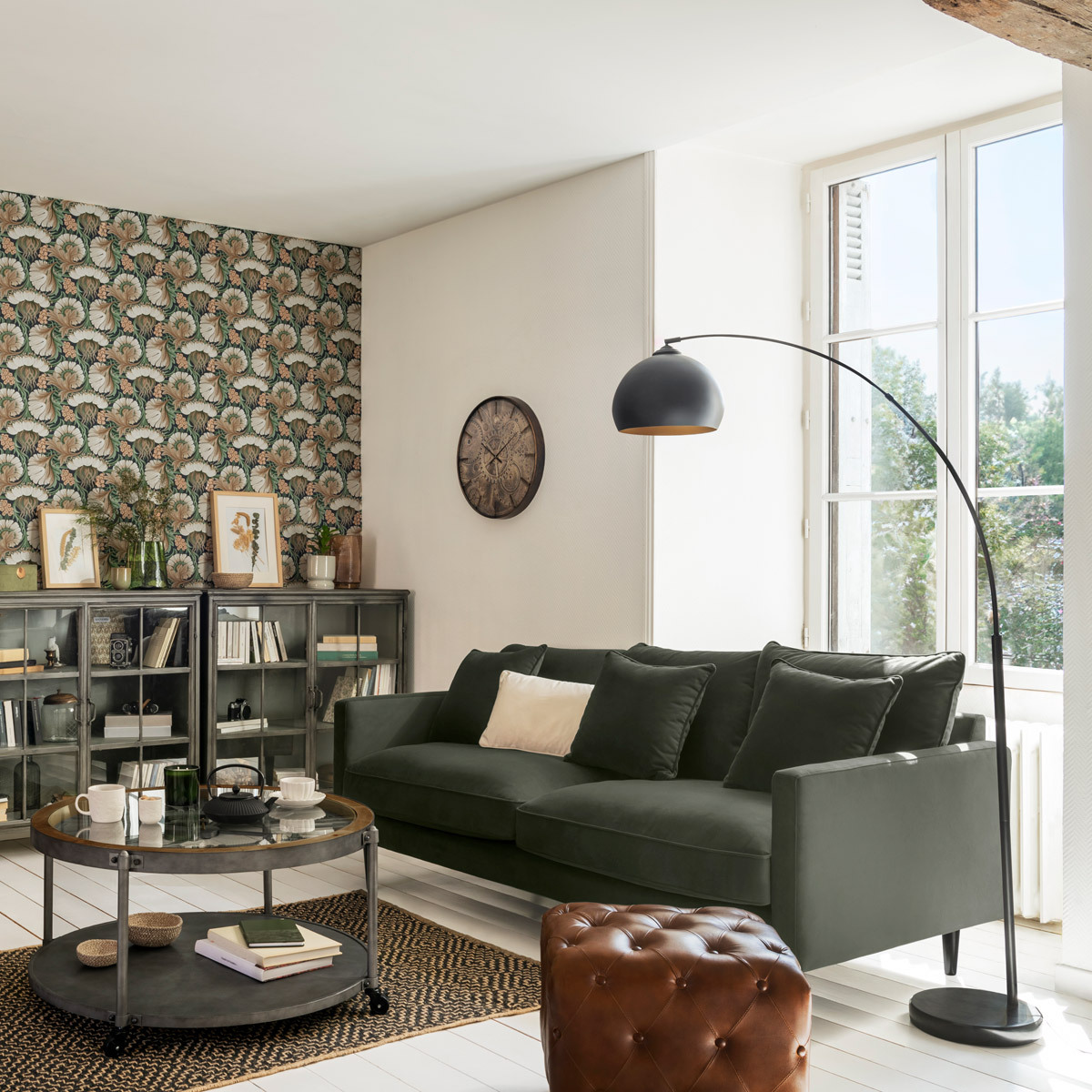 Lampadaire arc marbre HYTO noir, ATMOSPHERA