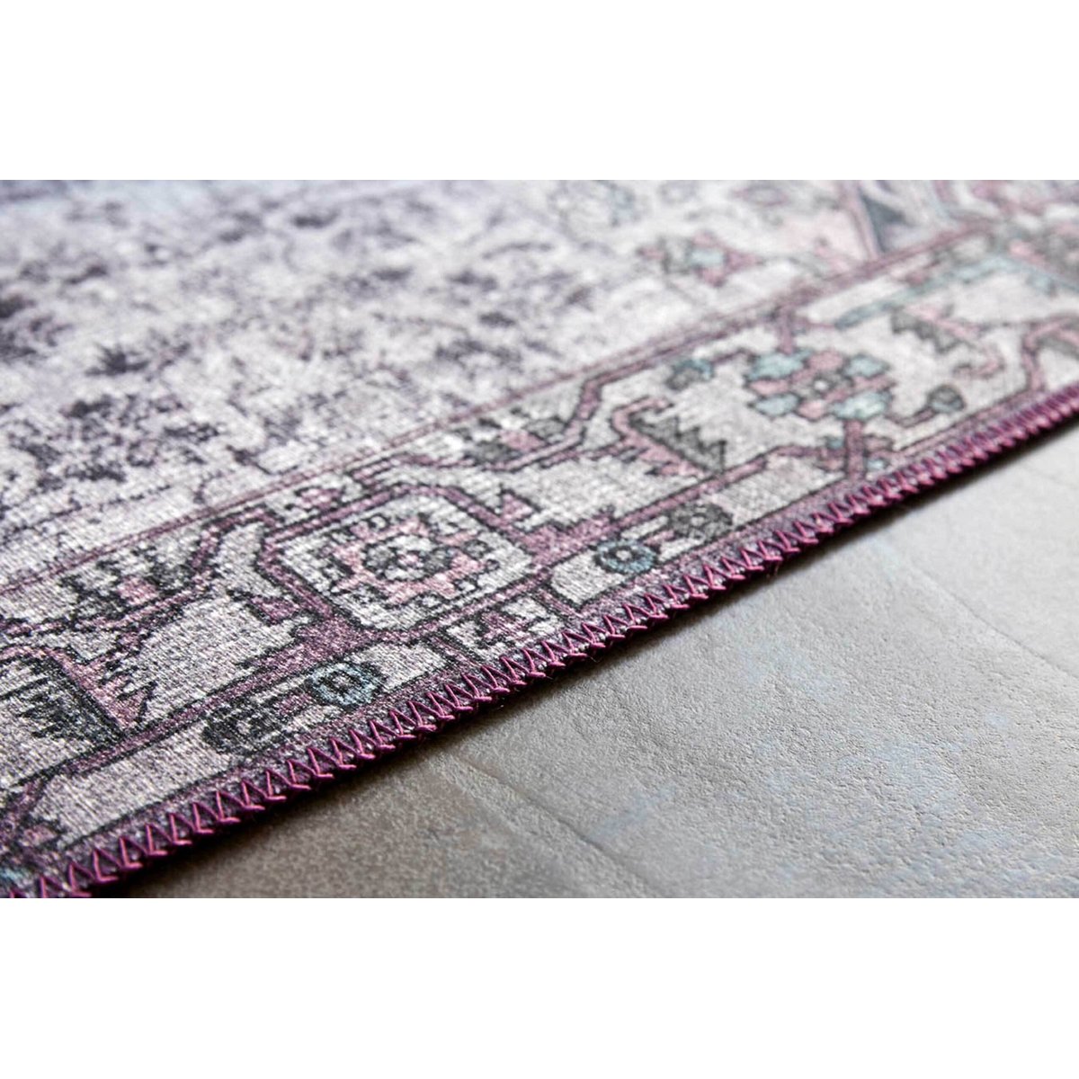 Tapis plat motif vintage ,  SYNCHRONIZE lilas/gris, WECON HOME