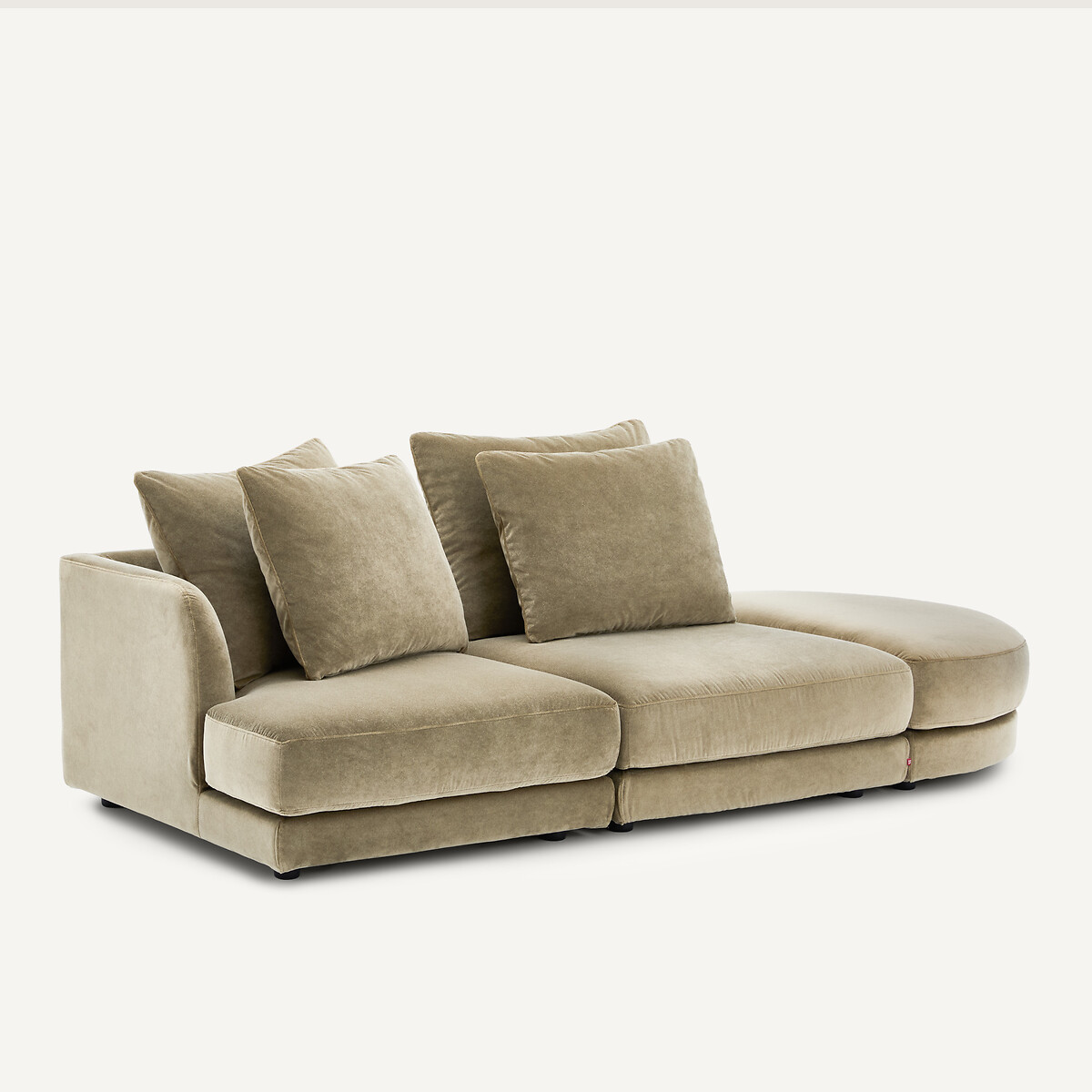Demi-canapé gauche, arrondi, modulable en velours de lin, TIBERIO tilleul, AM.PM