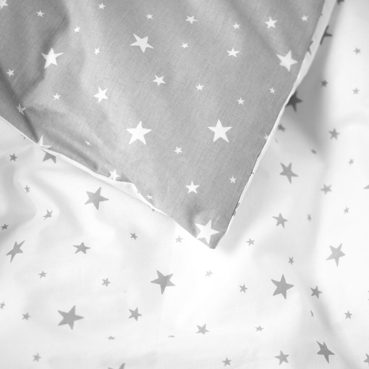Housse de couette réversible en coton STELLA stella, imprimé étoiles blanc, gris, SEVIRA KIDS