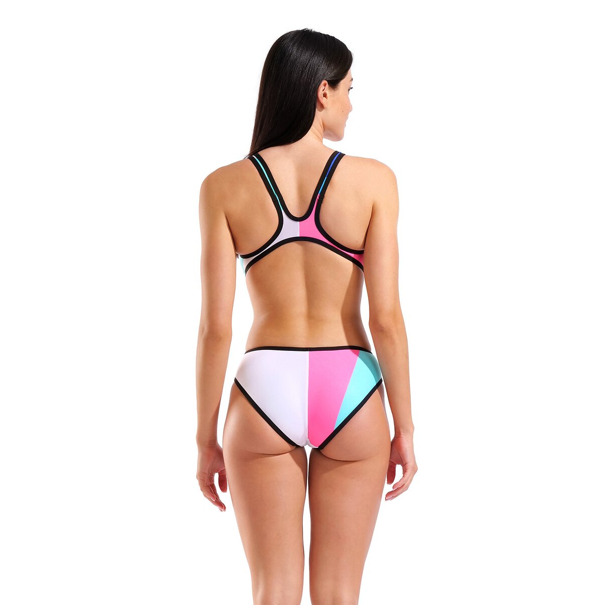 Maillot de natation 1 pièce TECH BACK MAXLIFE blanc/bleu/rose, ARENA