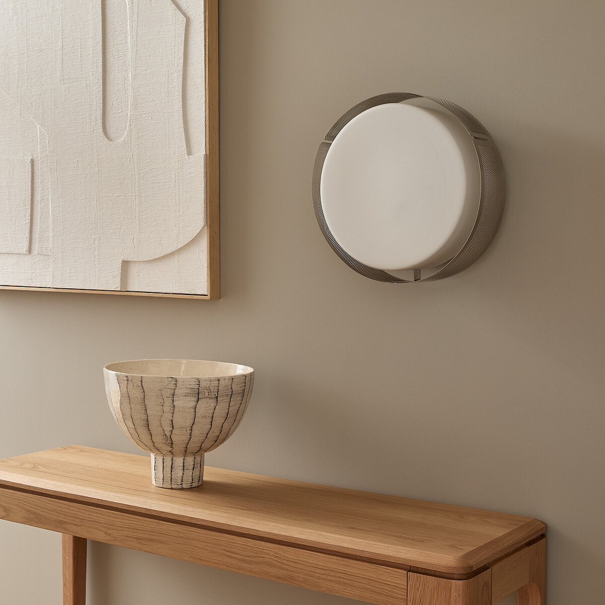Darja Iron and Opaline Wall/Ceiling Light satin nickel, AM.PM