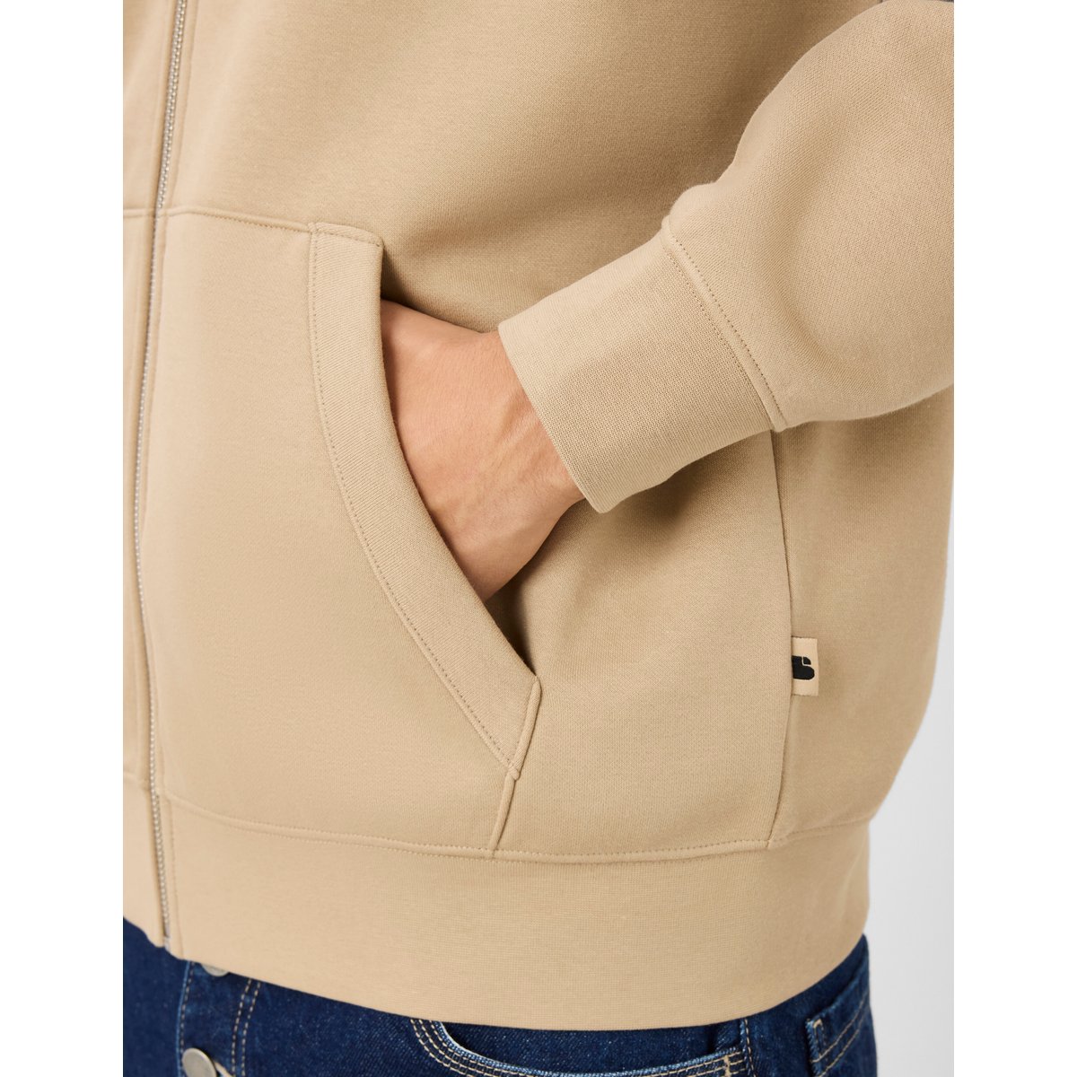 Sweat zippé à capuche marron, BZB