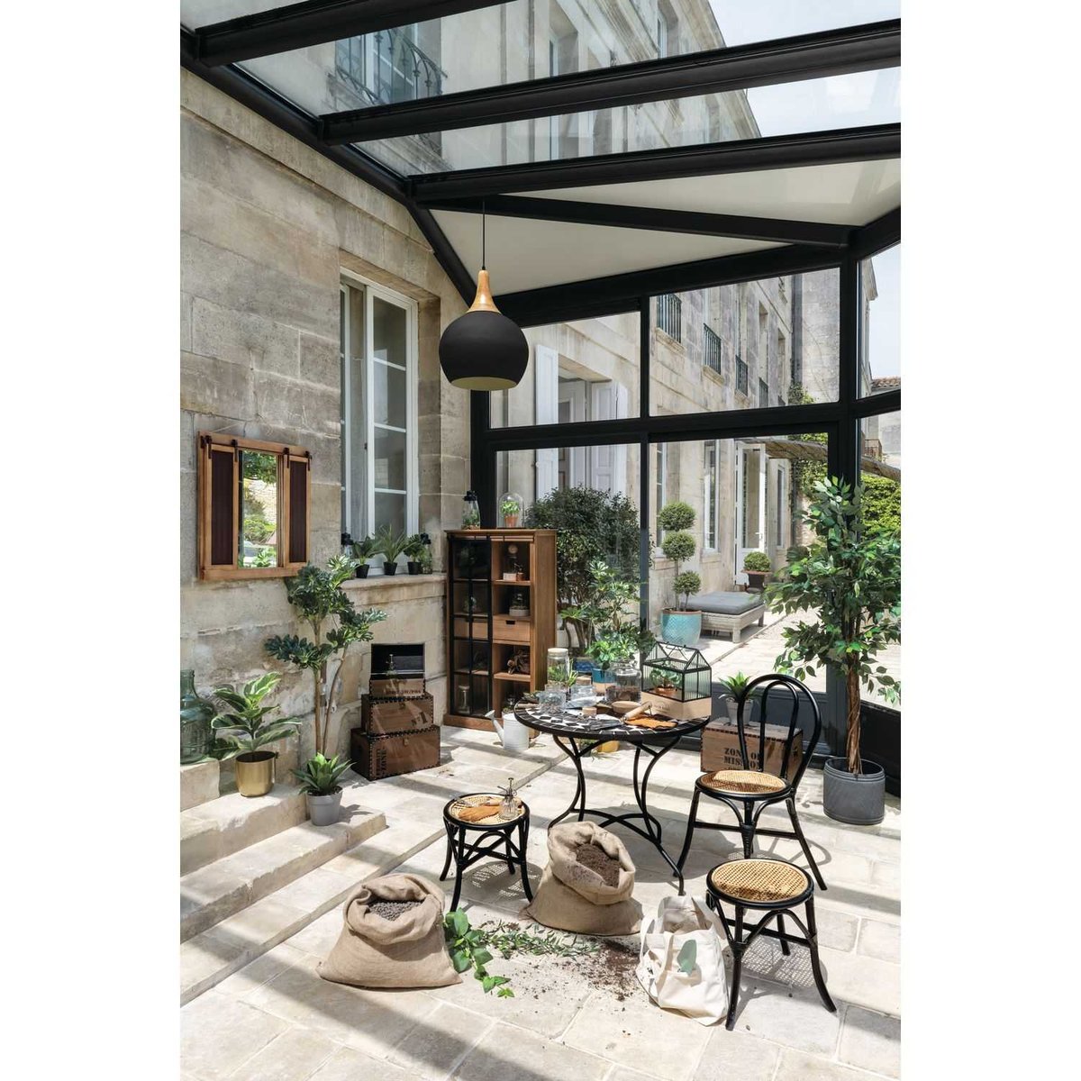 Bibliothèque 1 tiroir et 1 porte coulissante DANIK marron, ATMOSPHERA