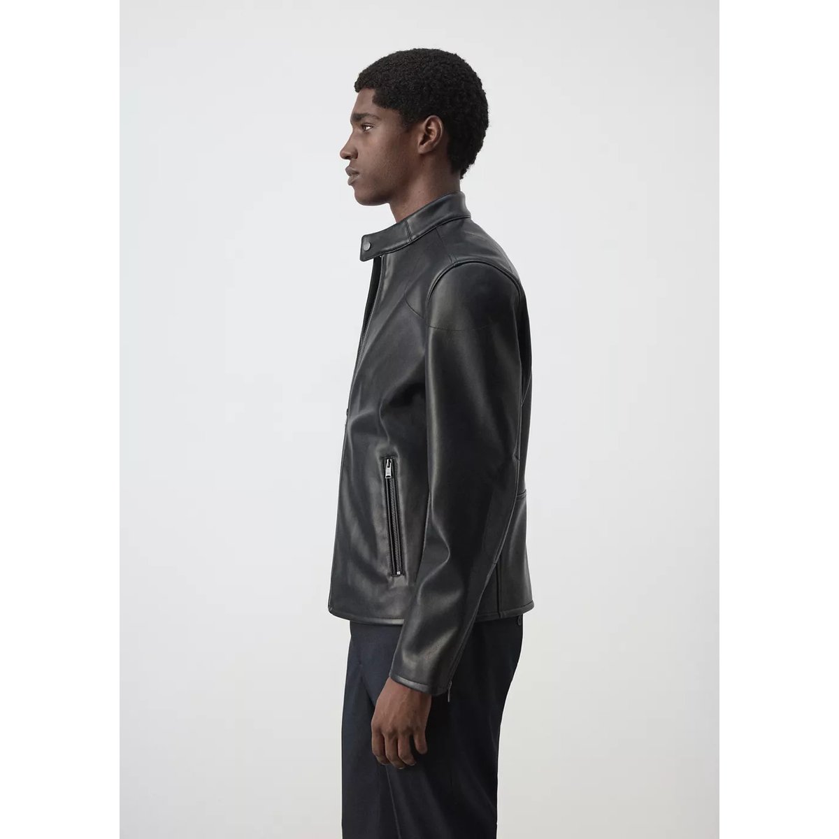 Blouson simili-cuir fermeture Éclair noir, MANGO MAN