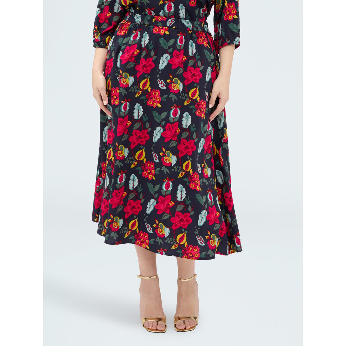 Jupe longue à imprimé floral bleu, FIORELLA RUBINO