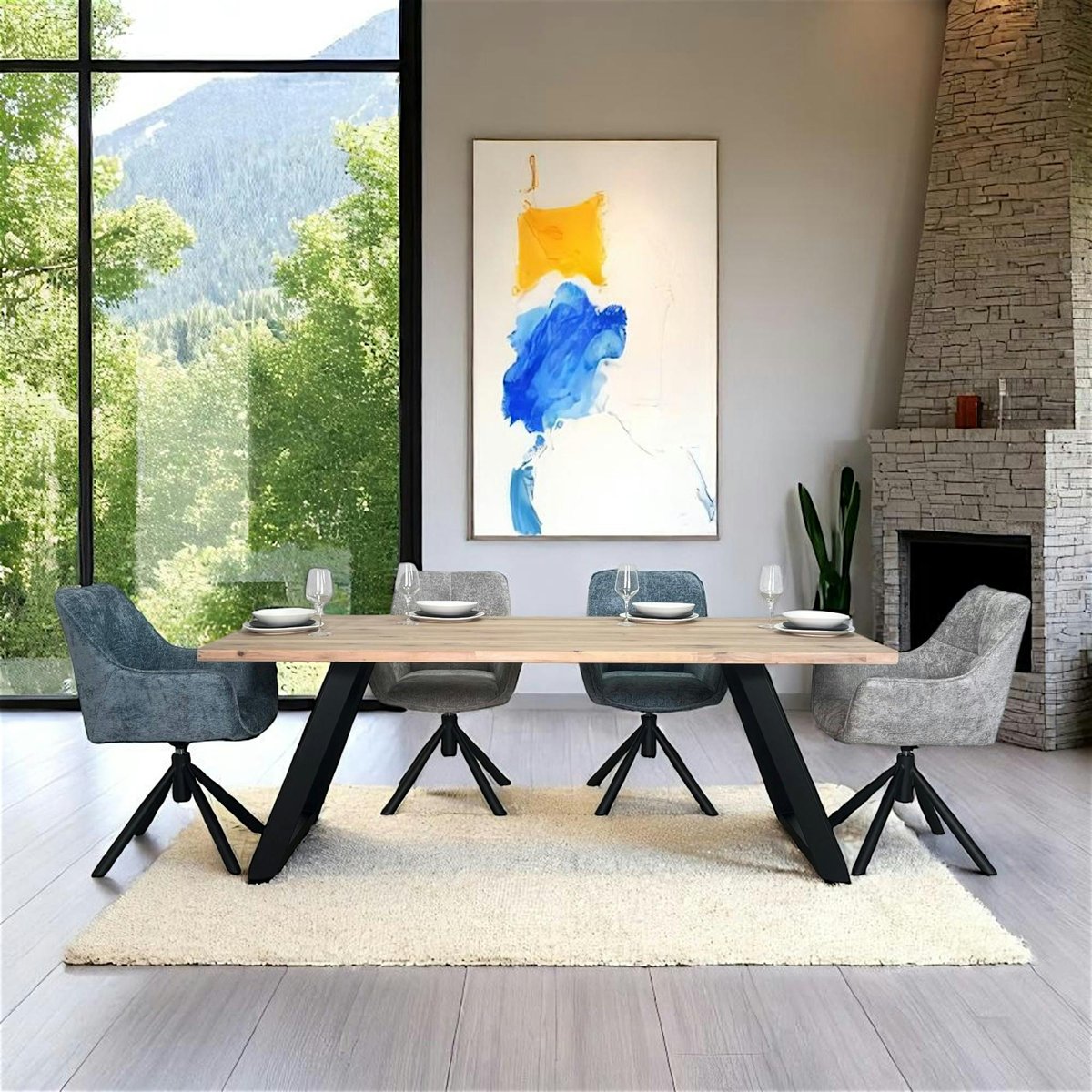Table à manger extensible bois blanchi 200 cm COSTENTA bois naturel, PIER IMPORT