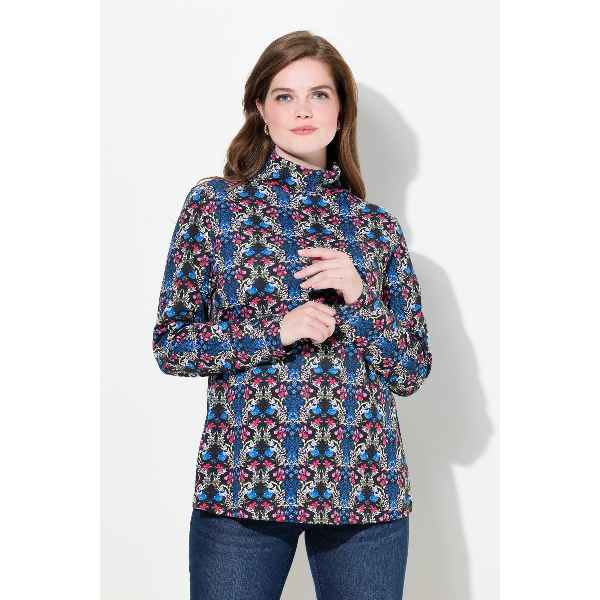 T-shirt à col roulé et manches longues noir, ULLA POPKEN