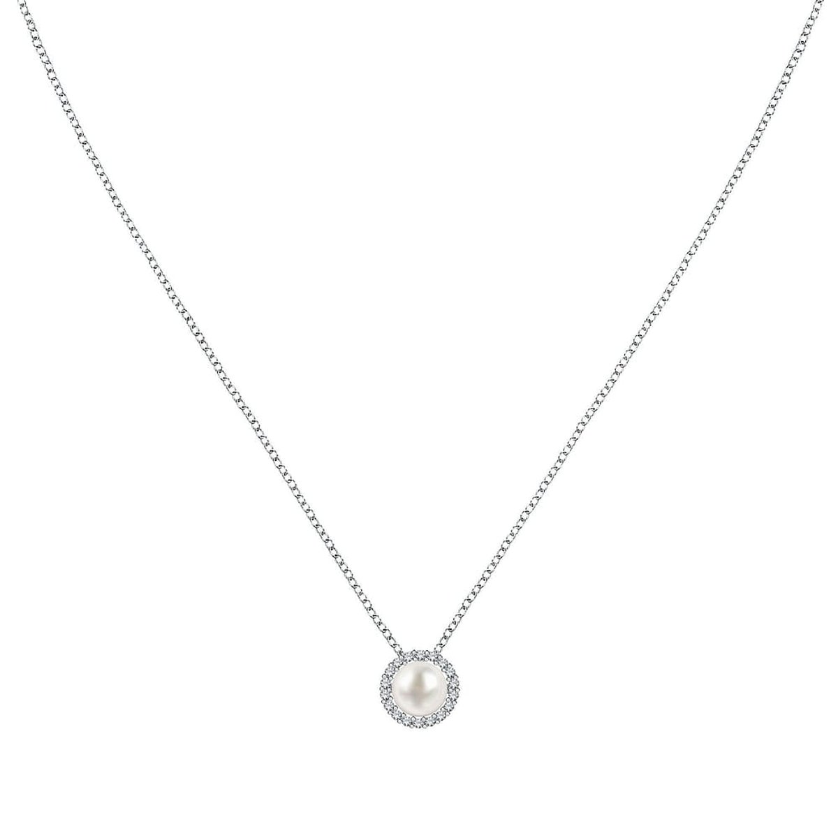 Colliers en Oxyde De Zirconium/argent/perle et Perle argent et blanc, PERLE DE NUIT