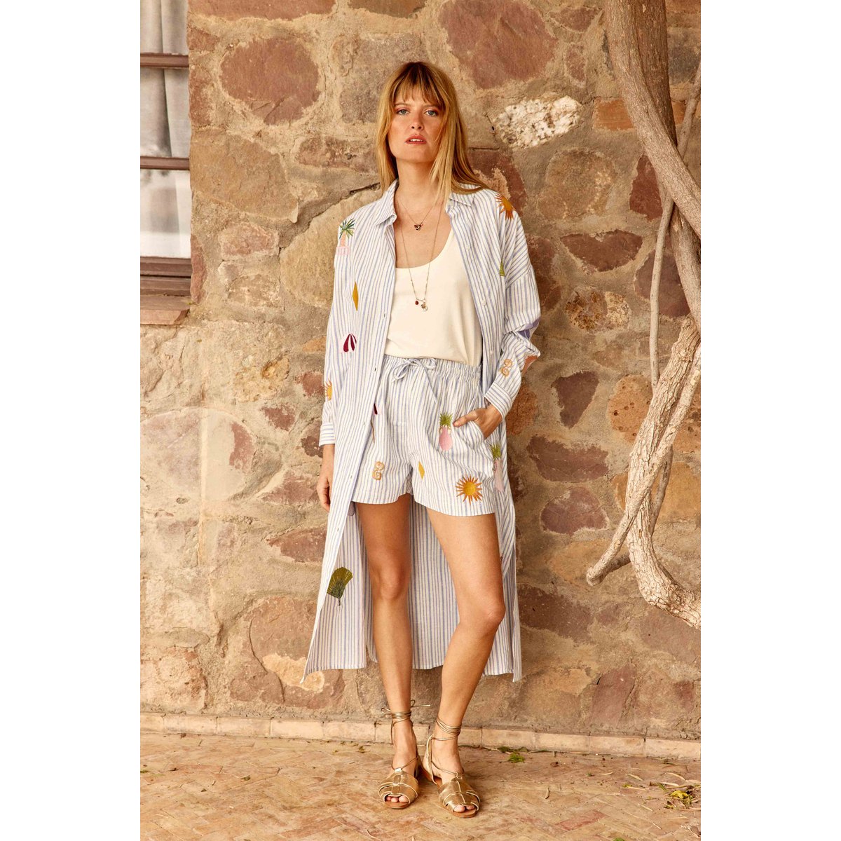 Robe longueur midi chemise imprimé à rayures RAFAELA 20-rayure, LA PETITE ETOILE