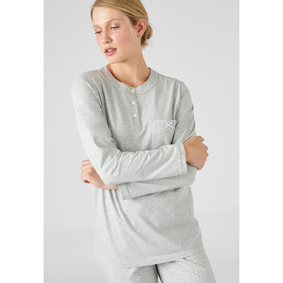 Pyjama manches longues gris chiné, DAMART
