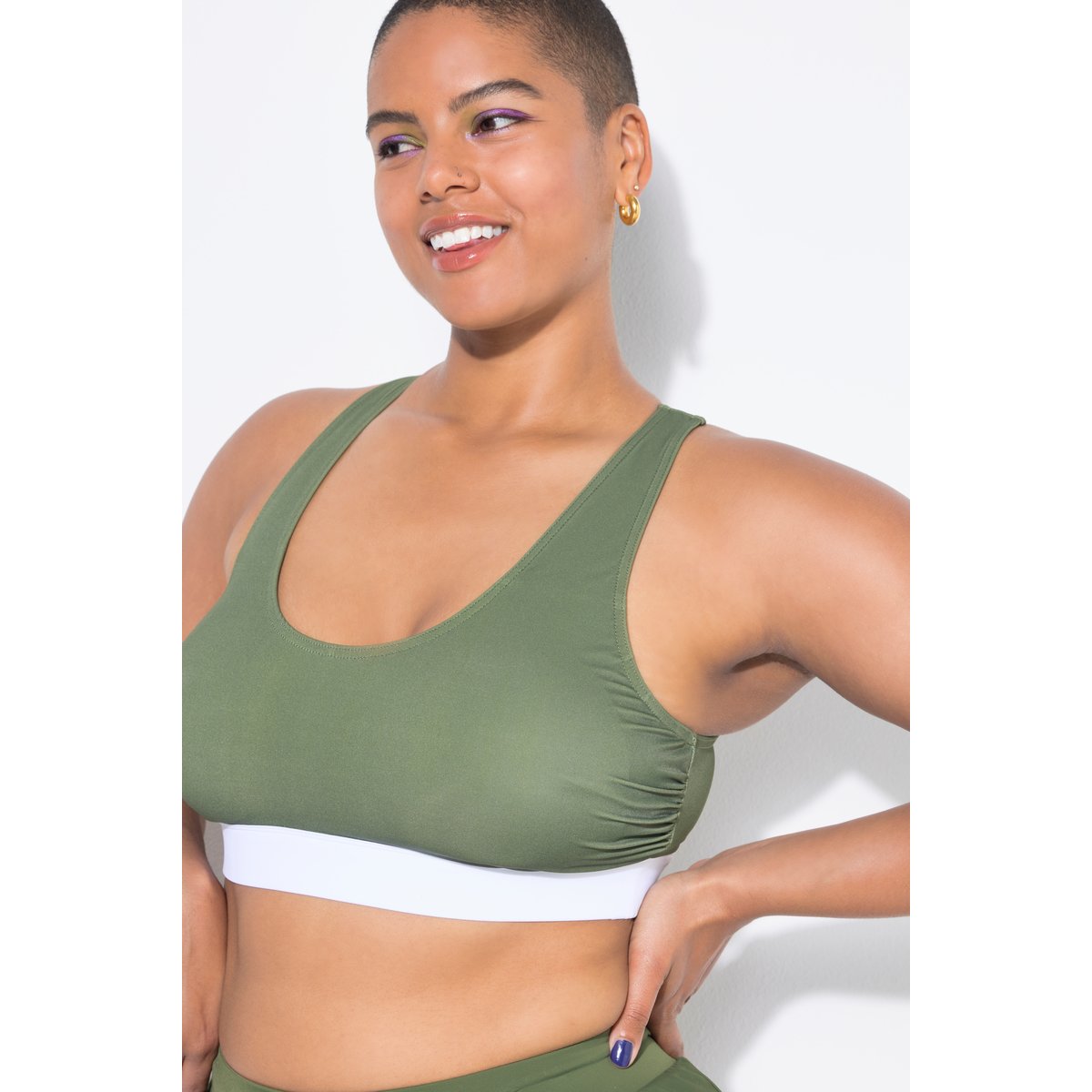 Haut de bikini, bonnets souples, dos nageur olive verte, STUDIO UNTOLD