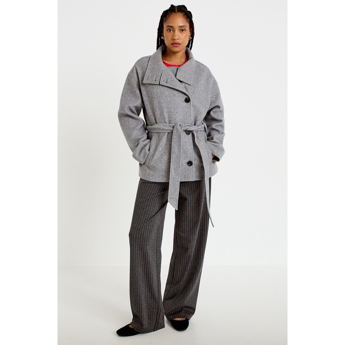 Veste oversize manches longues gris, CACHE CACHE