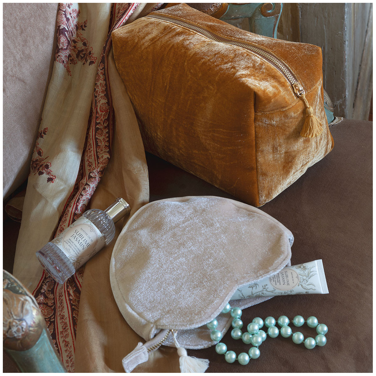 Trousse de toilette rectangulaire rose, MATHILDE M