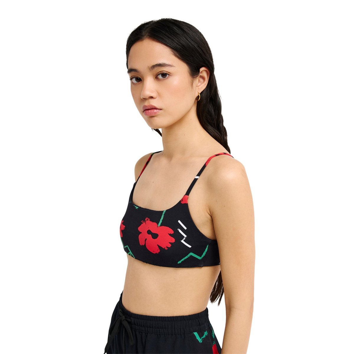 Haut de bikini VIACHA noir black street floral 32, QUIKSILVER