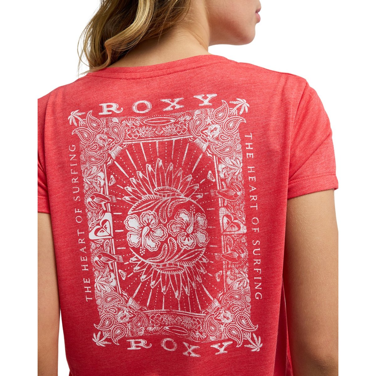 T-Shirt, manches courtes, col rond, . rouge hibiscus, ROXY