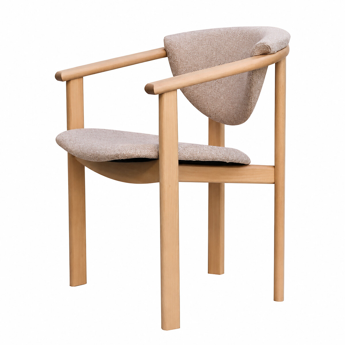Chaise design en bois massif avec accoudoirs – Assise et dossier rembourrés beige, EUROPE & NATURE