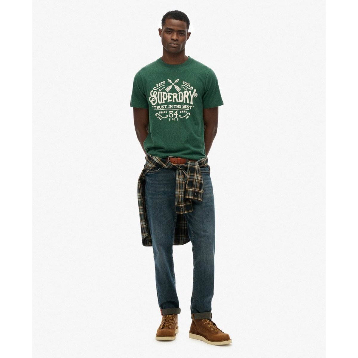 T-shirt floqué décontracté Outdoor vert pitch chiné, SUPERDRY