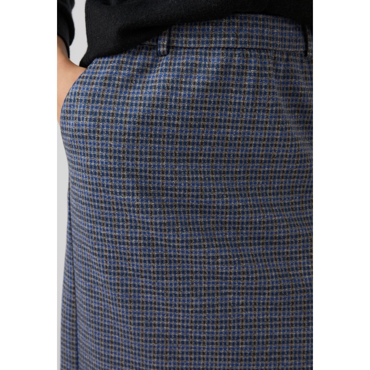 Jupe maille milano jacquard bleu petits carreaux, DAMART