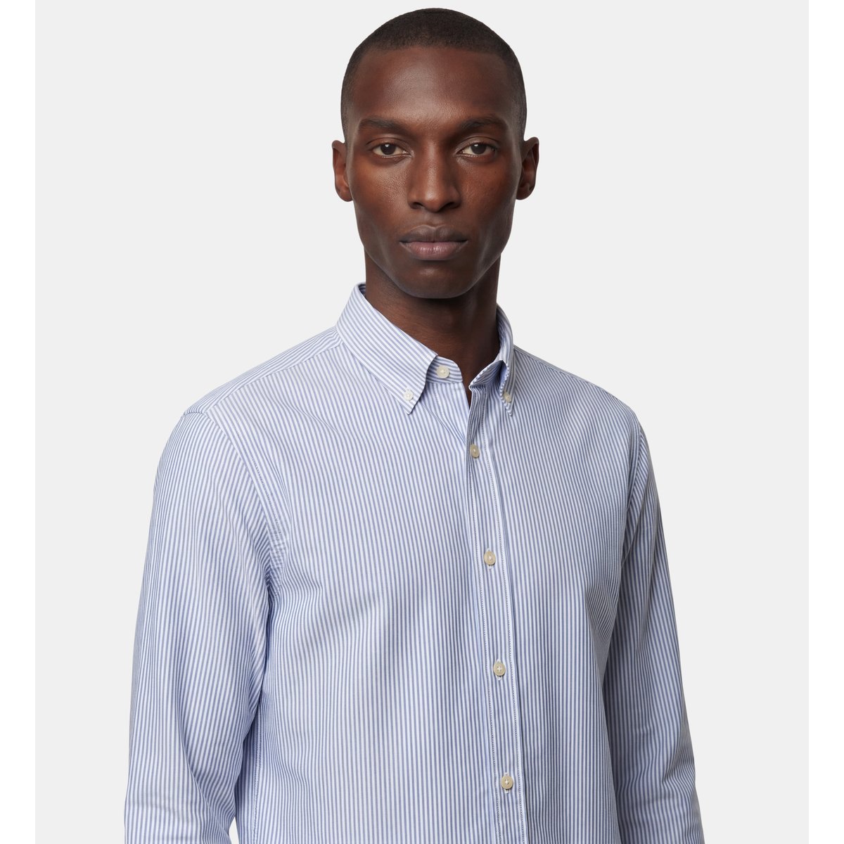Chemise droite sixfordray rayée en coton blanc et bleu, GALERIES LAFAYETTE