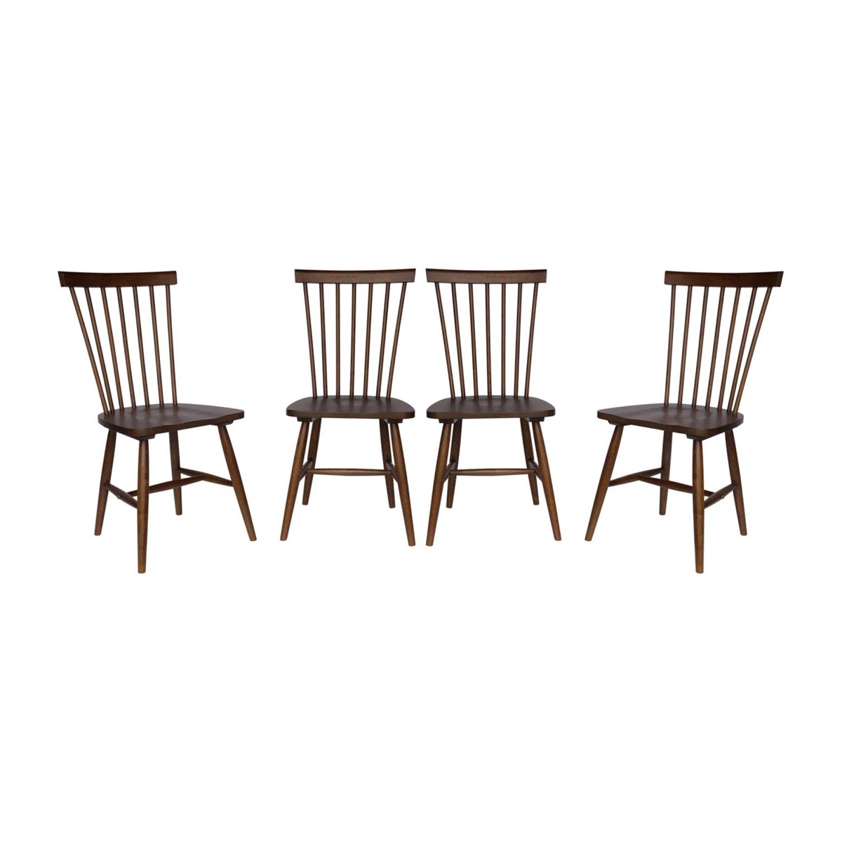 Chaise à barreaux bois d'hévéa (lot de 4) ROMIE noyer, SWEEEK