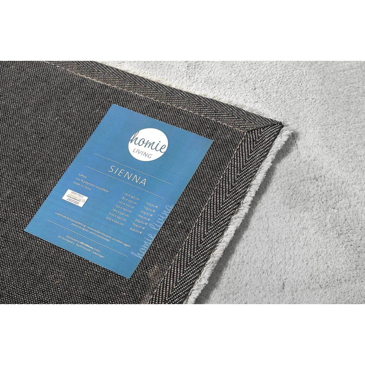 Tapis en microfibre doux et dense, salon, chambre , SIENNA gris clair, HOMIE LIVING