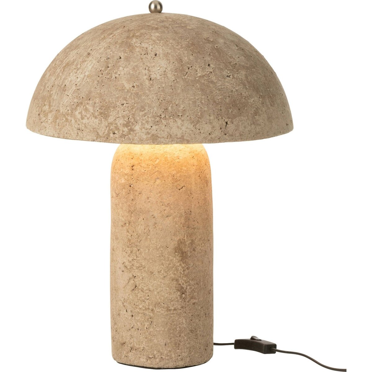 Lampe de chevet champignon en papier mâché beige naturel effet pierre, RECOLLECTION