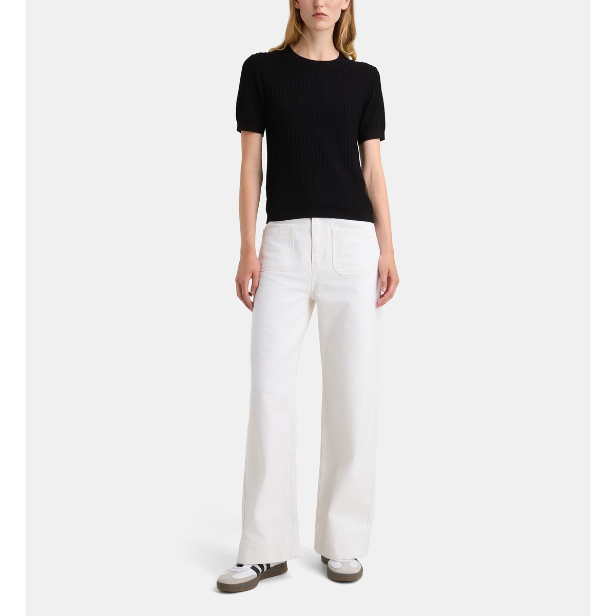 Pull droit ambre new maille fantaisie manches courtes noir, GALERIES LAFAYETTE