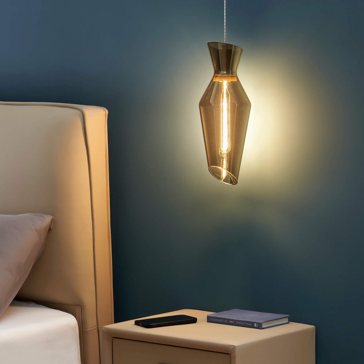 Suspension Design en Verre - POZZINO gris fumé, KOSILUM