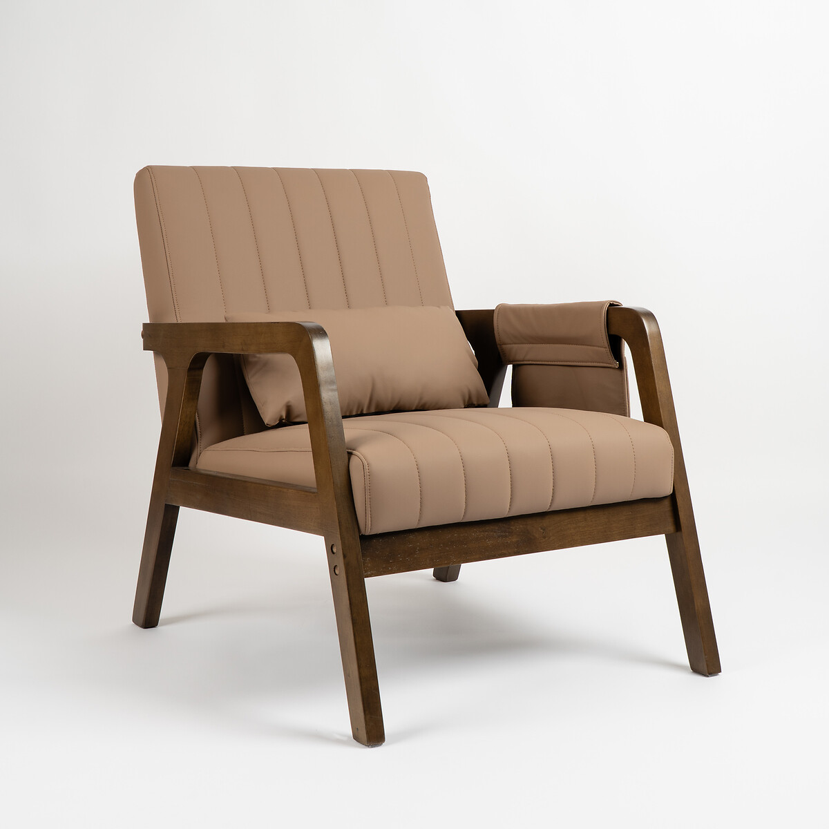 Flax Side Pocket Faux Leather Accent Chair taupe, SO'HOME