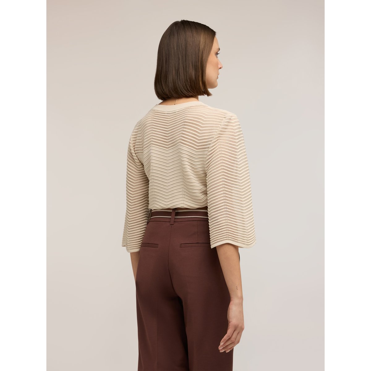 Pull ajouré en mélange viscose blanc, MOTIVI