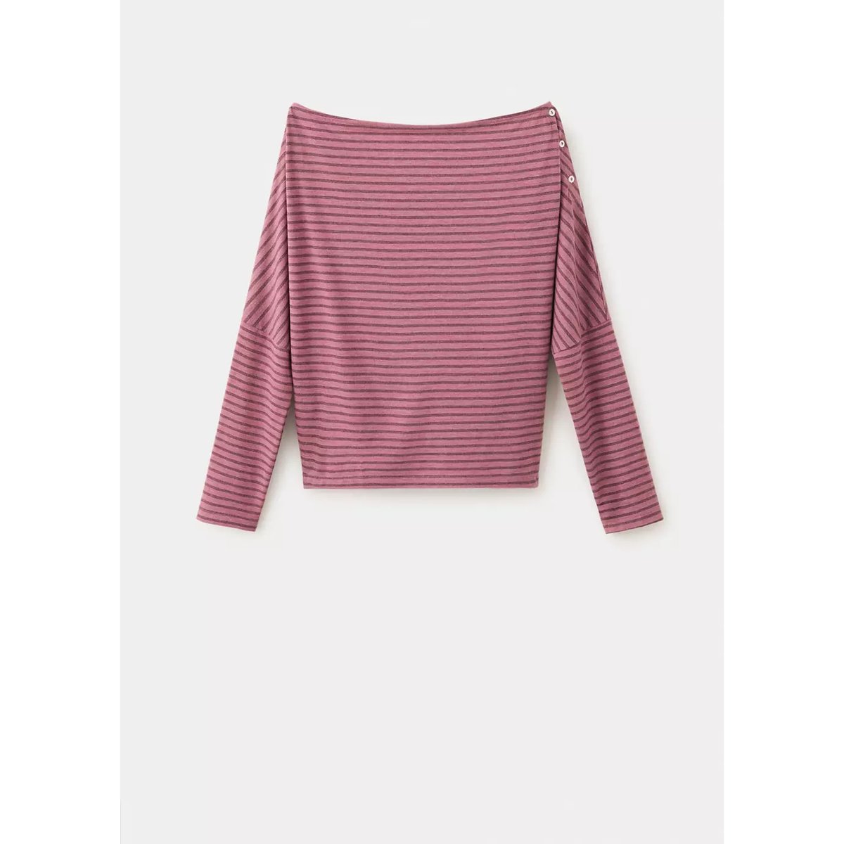 T-shirt rayé épaule dénudée rose, MANGO TEEN