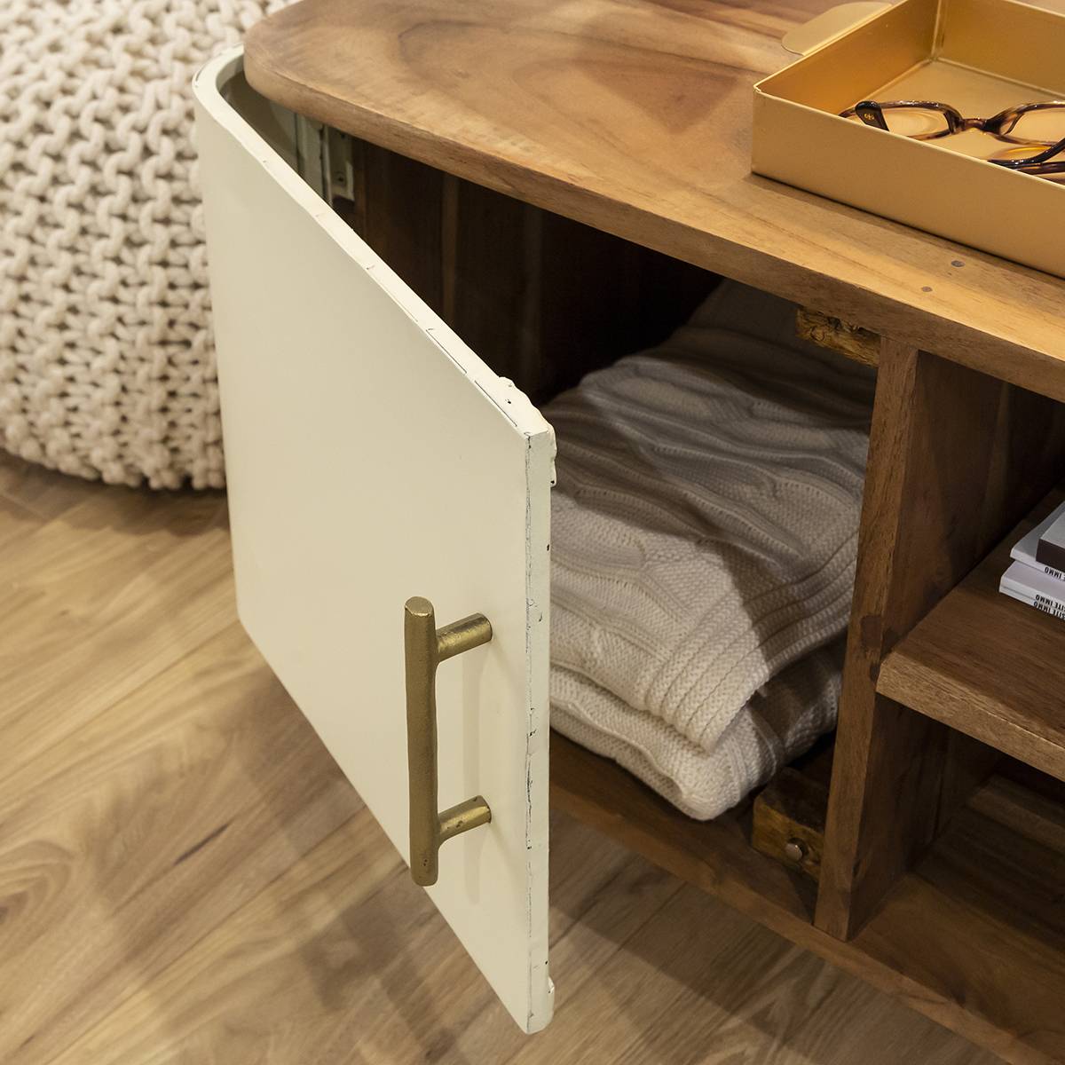 Meuble TV en bois d'acacia ANDRÈS bois foncé, MADE IN MEUBLES 
