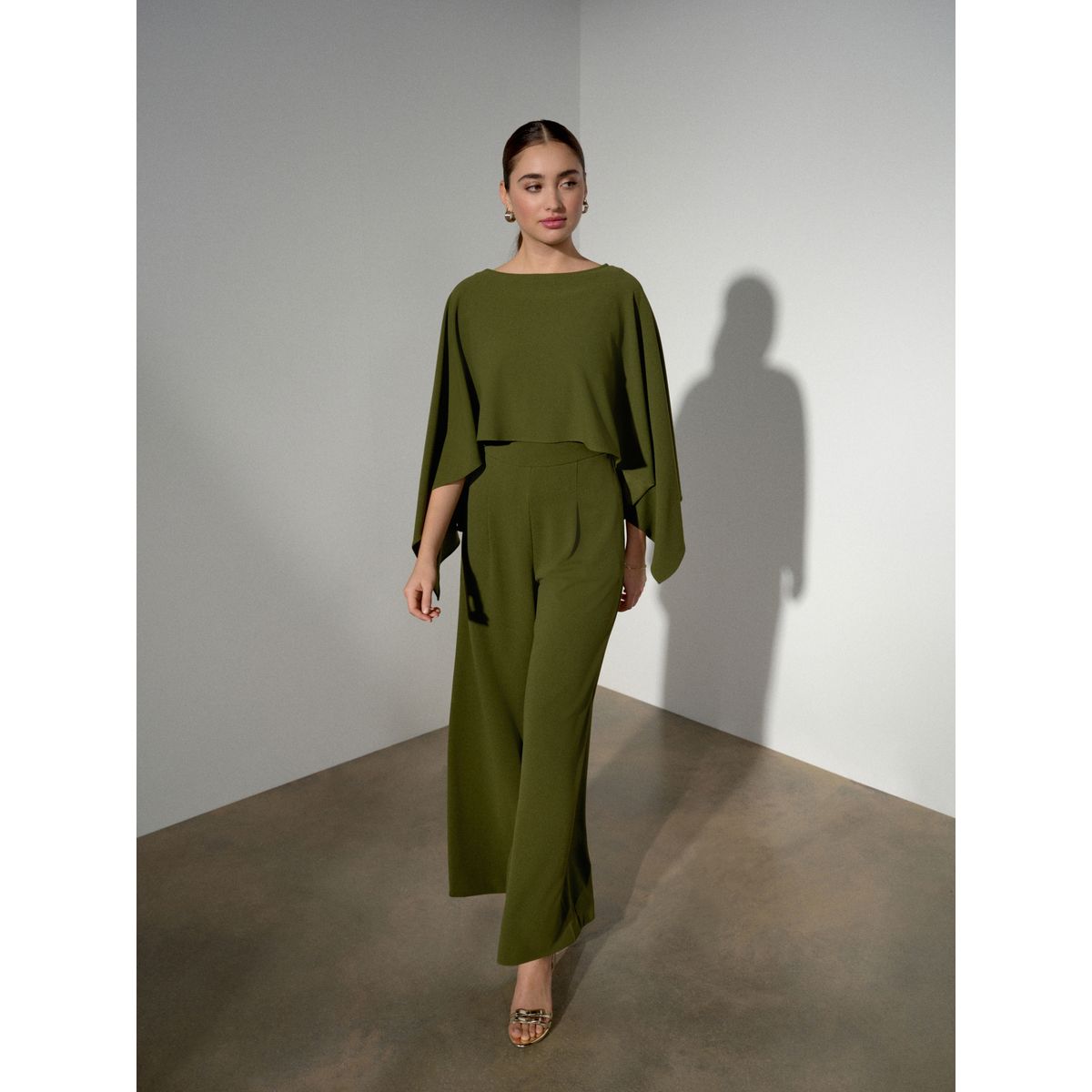Combi-pantalon en jersey effet cape vert, NEXT