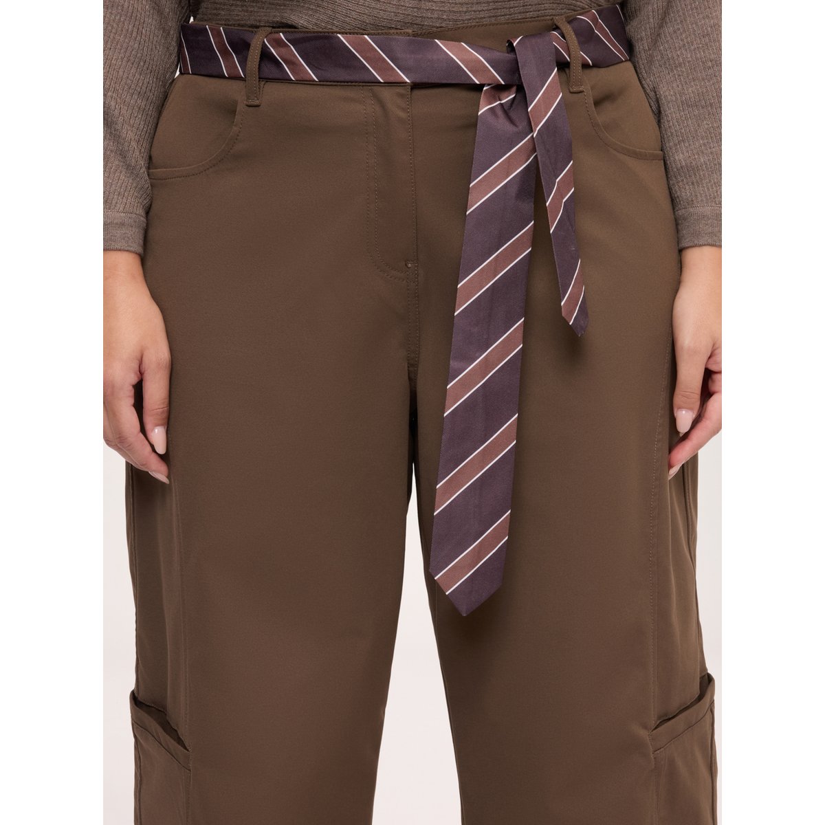 Pantalon cargo avec ceinture marron, FIORELLA RUBINO