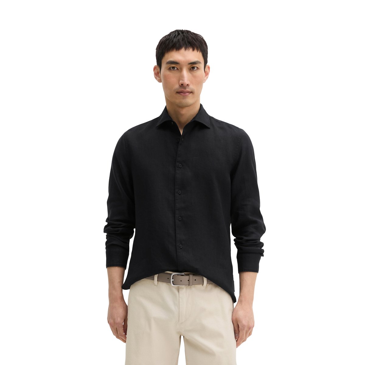 Chemise shaped en lin de haute qualité noir, MARC O'POLO