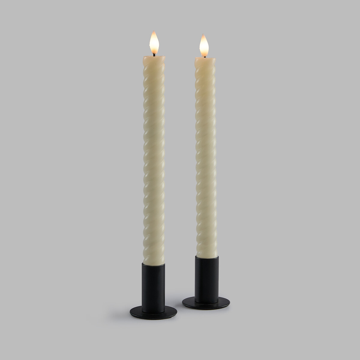 Lot de 2 bougies LED torsadées en cire, hauteur 24,5 cm, CASPAR ecru, LA REDOUTE INTERIEURS